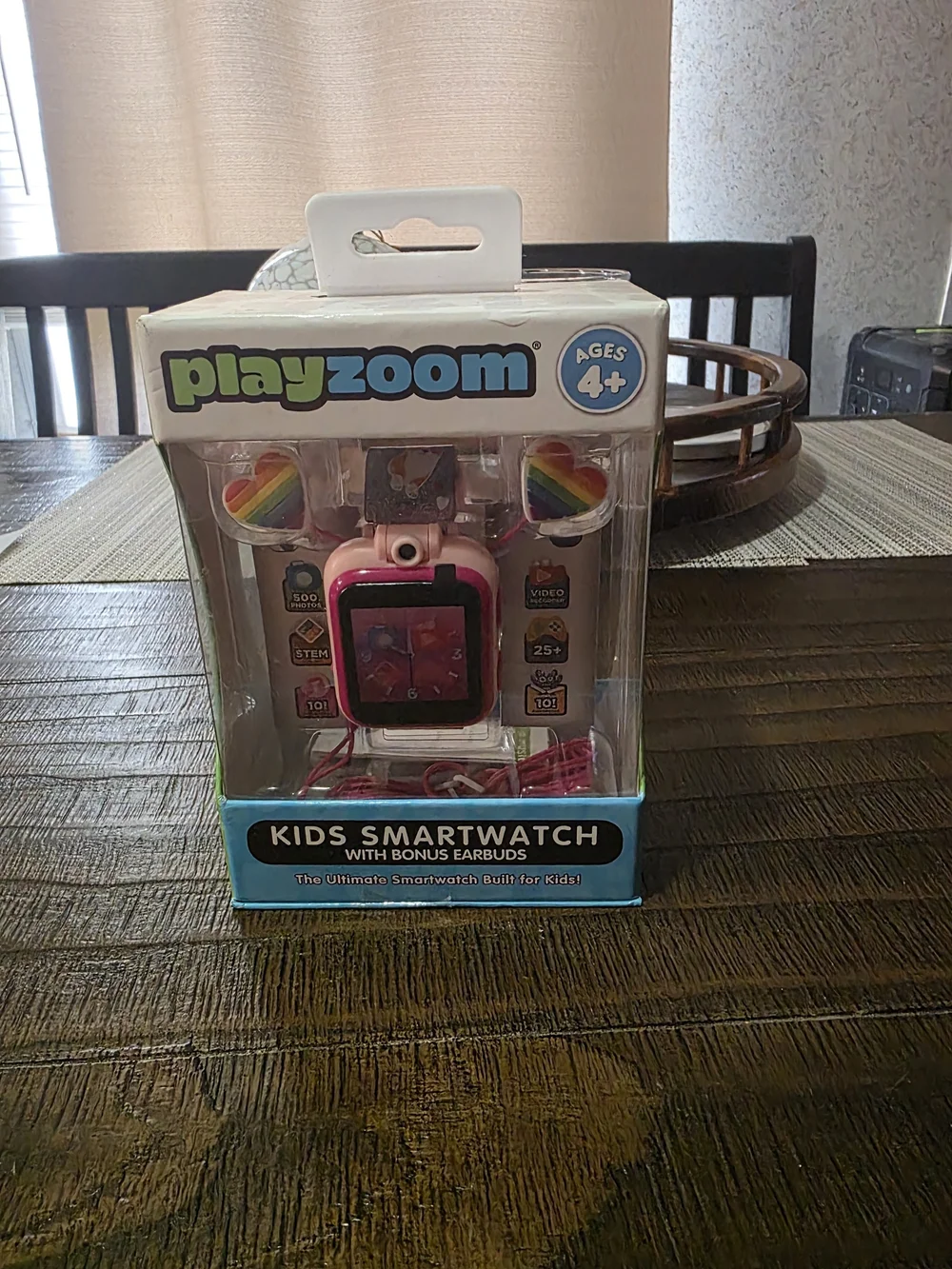 Playzoom Kids Smartwatch for Ages 4+ — Pink with Bonus Rainbow Earbuds